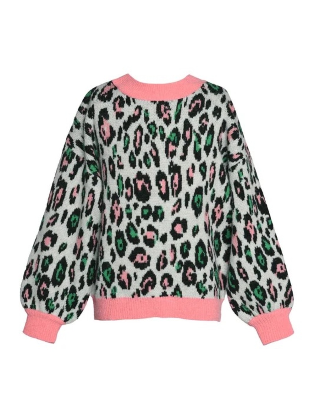 NWT Truly Me Sara Sara Leopard Sweater with Coral Trim